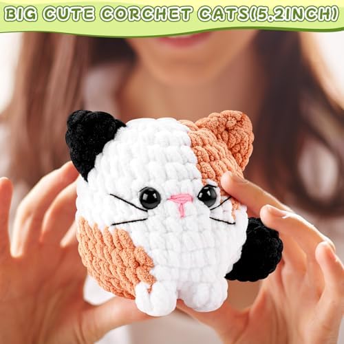 Cat Crochet Kit for Beginners-Calico Cat Crochet Kits for Adults Kids, Crochet Starter Kit with Step-by-Step Video Tutorials,Crochet Animal Kits Learn to Crochet Kits for Adults Kids - Image 5