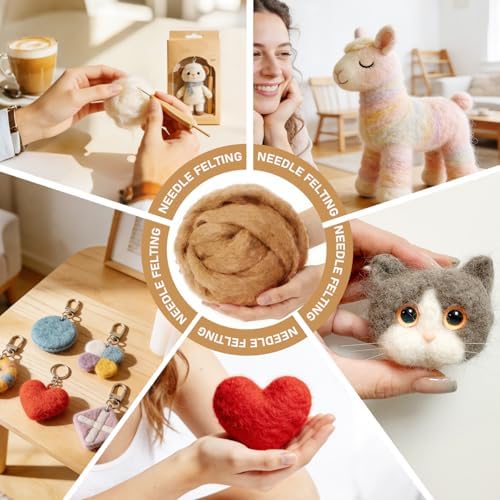 3.4oz Needle Felting Wool Dark Golden for DIY Needle Craft Enthusiasts - Image 4