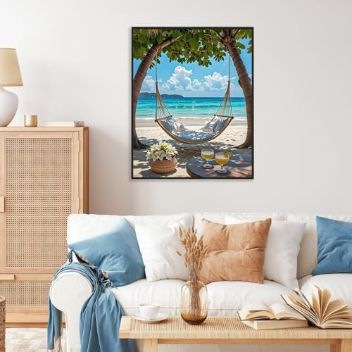 Paint by Numbers Kit for Adults, Hammock Beach Number Painting Canvas Kit - Image 2