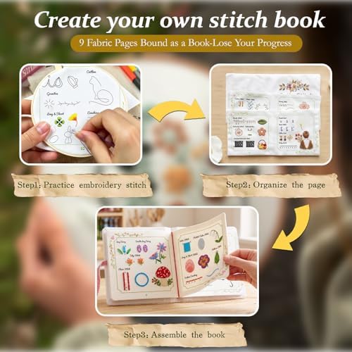 Lemosyu Embroidery Stitch Book Kit for Beginners with 44 Practice Pages - Image 5