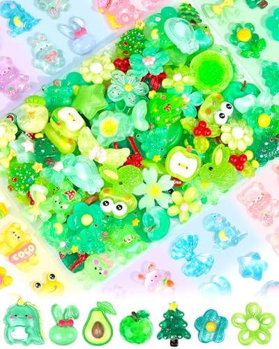 FIVEIZERO 100PCS Cute Slime Charms, Kawaii Flatback Resin Charms by FIVEIZERO