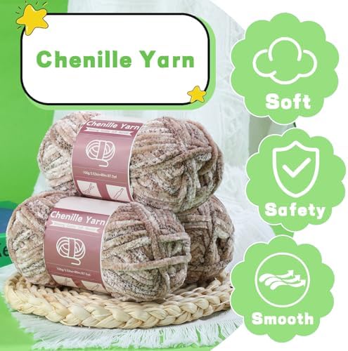 LUNARM Chenille Yarn for Crochet Knitting Chunky Blanket Velvet Yarn - Image 3
