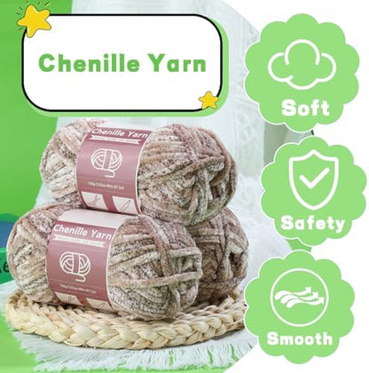 LUNARM Chenille Yarn for Crochet Knitting Chunky Blanket Velvet Yarn - Image 3