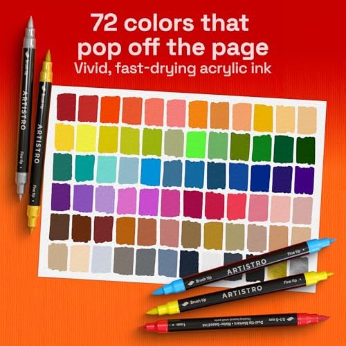 ARTISTRO 72 Dual-Tip Acrylic Paint Marker Pens for Drawing - Image 2