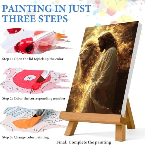 Jesus Paint by Numbers Kit for Adults Framed Canvas 12X16 in, Frameworkless - Image 6
