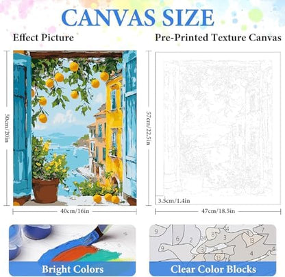 ZRIZQ Paint by Numbers Kit for Adults Beginner Landscape,Lemon Tree,16x20 - Image 2
