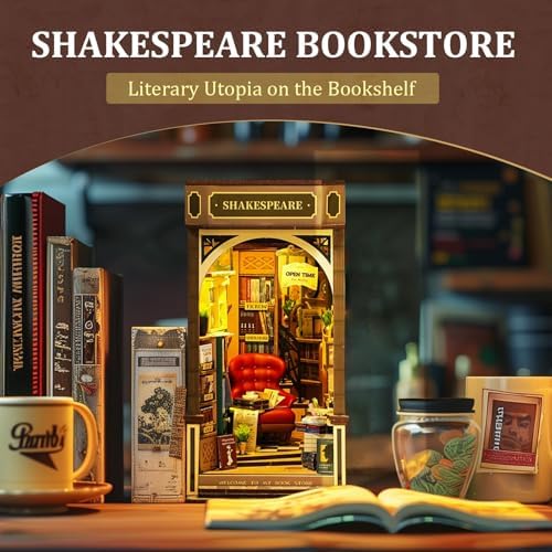 ROBOTIME DIY Book Nook Kit 3D Wooden Puzzles Dollhouse Booknook Library Tiny House Bookshelf Decor Miniature House Kit for Adults, Teens and Beginners Gifts for Family, Friends - Image 4