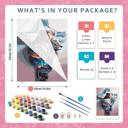 HITO Jesus Paint by Numbers Kit for Adults 16x20 Inch Frameless - Image 2