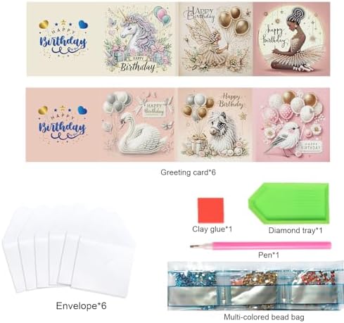 6 Pack DIY Diamond Painting Blank Cards Blank Birthday Greeting Cards Formal All Occasion Birthday Note Cards Friendship/Anniversary Cards BFF Thanks Cards Bird Ballet Swan - Image 3