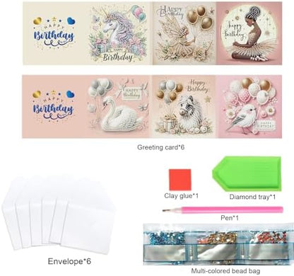 6 Pack DIY Diamond Painting Blank Cards Blank Birthday Greeting Cards Formal All Occasion Birthday Note Cards Friendship/Anniversary Cards BFF Thanks Cards Bird Ballet Swan - Image 3