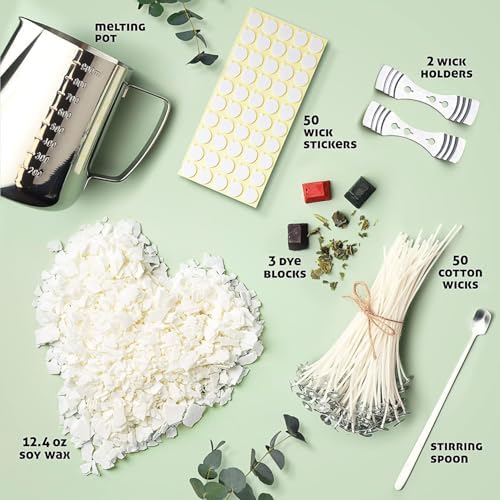 CraftBud 108 Piece DIY Soy Candle Making Kit for Adults & Kids, Include 12.4Oz Soy Wax, Wax Melter, Wicks, Dyes & More - Image 3