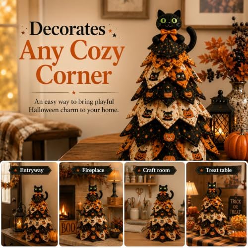 DIY Halloween Quilted Fabric Tree Kit, Witch's Magic Tree Art Kit - Image 6