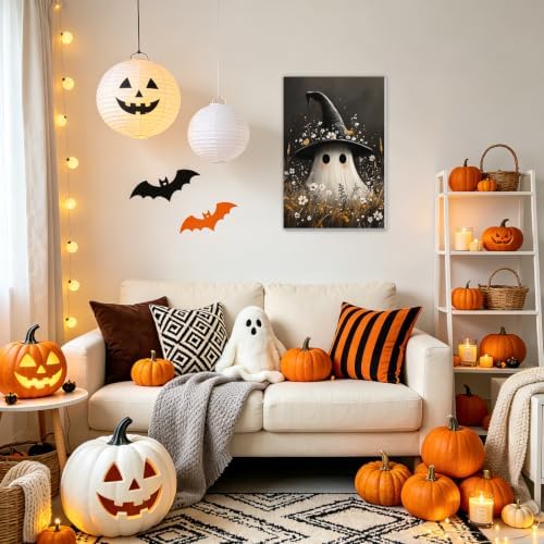NAIMOER Halloween Paint by Numbers Kits for Adults Beginner with Wooden Framed, Ghost Flower Color by Numbers on Canvas Painting Kits for Adults, Easy Paint DIY Acrylic for Home Wall Decor 8X12 Inch - Image 3
