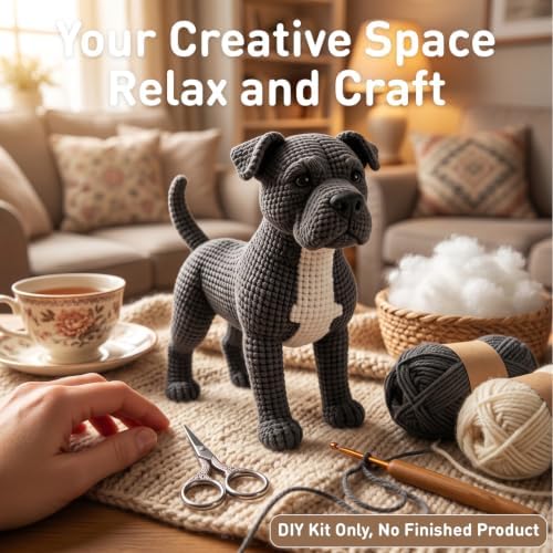 DIY Crochet Pitbull Dog Kit for Beginners – Amigurumi Staffordshire Bull Terrier Stuffed Animal Knitting Kit with Yarn, Hook & Instructions – Easy Beginner Crochet Animal Craft for Adults & Dog Lovers - Image 6
