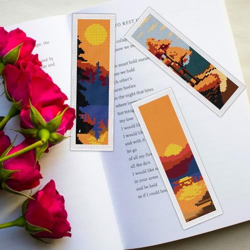 ORIGACH 6 Set Sunset Landscape Cross Stitch Bookmark Kit for Beginner - Image 6