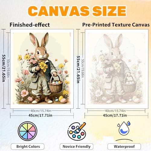 CRZMODE Easter Rabbit Paint by Numbers Kit for Adults, Easter Rabbit Paint by Numbers for Adults, Acrylic Painting Crafts for Home Decor Gift (16x20inch) - Image 2