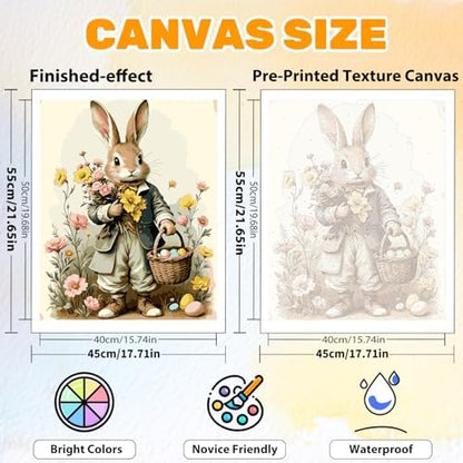 CRZMODE Easter Rabbit Paint by Numbers Kit for Adults, Easter Rabbit Paint by Numbers for Adults, Acrylic Painting Crafts for Home Decor Gift (16x20inch) - Image 2