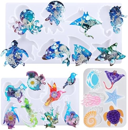 Resin Molds Silicone, 3 PCS Sea Animal Epoxy Resin Molds Frog Lizard Snails Silicone Resin Moulds 3D Lifelike Silicone Molds for Epoxy Resin, DIY Keychain Pendant, Home Decoration - Image 2