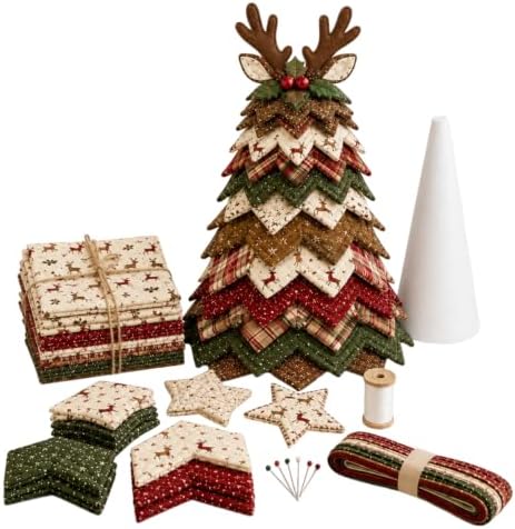 DIY Quilted Christmas Tree Kit, 3D Fabric Patchwork Craft Set for Adults & Beginners, Handmade Holiday Sewing & Tabletop Decor Project, Creative Crafting Gift Box (#X) by Unknown