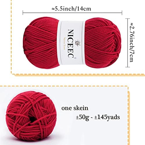 NICEEC 300g Soft Assorted Colors Yarn 100% Acrylic 870yds -Rainbow - Image 2