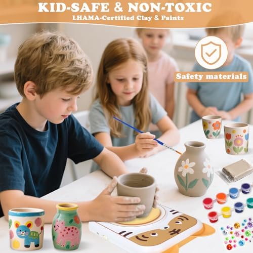 Pottery Wheel for Kids, Pottery Kit with Air Dry Clay, Arts & Crafts Toy - Image 6