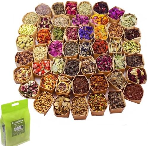 50 Packs Set - Dry Flower Craft Set, Dried Flowers, Dried Plants, Roses, Jasmine, Peonies, Lavender, Forget-me-nots, Witchcraft Kit, Resin Jewelry Making, DIY Candles, Seasonal Decorations by Oameusa