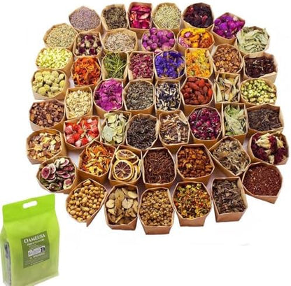 50 Packs Set - Dry Flower Craft Set, Dried Flowers, Dried Plants, Roses, Jasmine, Peonies, Lavender, Forget-me-nots, Witchcraft Kit, Resin Jewelry Making, DIY Candles, Seasonal Decorations by Oameusa