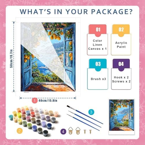 HITO Paint by Numbers Kit for Adults Seaside Scenery 16x20 Inch Frameless - Image 2