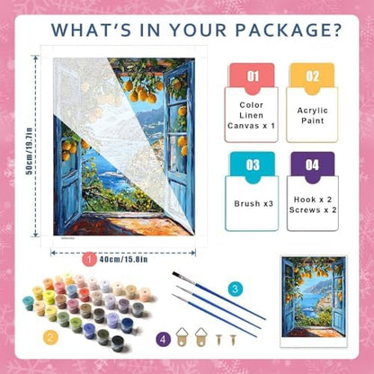 HITO Paint by Numbers Kit for Adults Seaside Scenery 16x20 Inch Frameless - Image 2