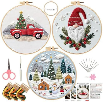SCECALA 3 Pack Gnome Christmas Embroidery Kit by SCECALA