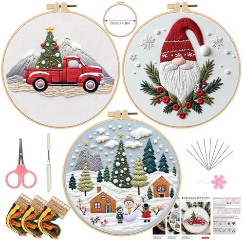 SCECALA 3 Pack Gnome Christmas Embroidery Kit by SCECALA