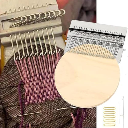 Pajojoqa Darning Loom Speedweve Type Weave Tool, Convenient Small Weaving Loom Kit for Beginners Quickly Mending Jeans, Repair Holes, DIY Beautiful Weaving Arts on Clothes Socks（28 Hooks） by PajojoqaToyPlay