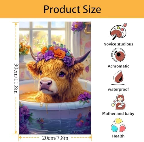 Mowana Paint by Numbers Kit for Adults Beginners, Cow Adult Paint by Number Kits Framed Canvas with Easel, Adult Crafts DIY Arcylic Oil Painting 8x12inch - Image 5