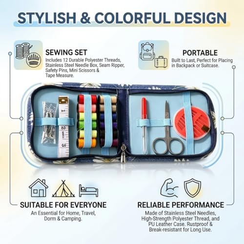 WEDKSUHP Travel Sewing Kit Mini, Basic Sewing Kit for Beginners, Portable Hand Sewing Kit with Scissors Needle and Thread Measuring Tape for Emergency Home Travel - Image 3