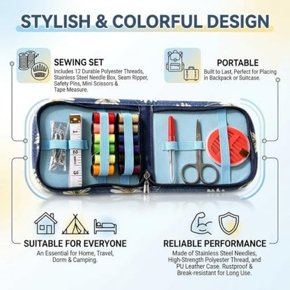 WEDKSUHP Travel Sewing Kit Mini, Basic Sewing Kit for Beginners, Portable Hand Sewing Kit with Scissors Needle and Thread Measuring Tape for Emergency Home Travel - Image 3