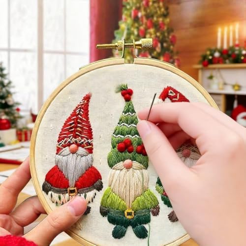 YOUDRN Christmas Embroidery Kits, Gnomes Embroidery Kits for Adults - Image 3