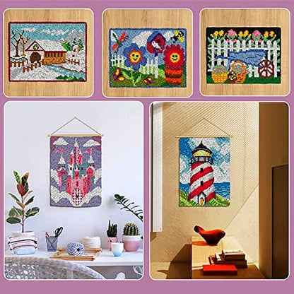 Seaside Beach Sea Shells Starfish Latch Hook Kits Rug Printed Canvas Handmade Carpet Crochet Yarn Embroidery Needlework Hook Latch Kit Tapestry Rug Cover Christmas Home Decoration 52x38cm - Image 5
