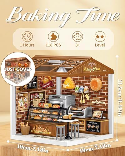 Kisoy DIY Miniature House Kit, Beginner-Friendly Tiny House Model with LED Light, Craft Gift for Home Decor, Teens & Adults（Baking Time） - Image 2