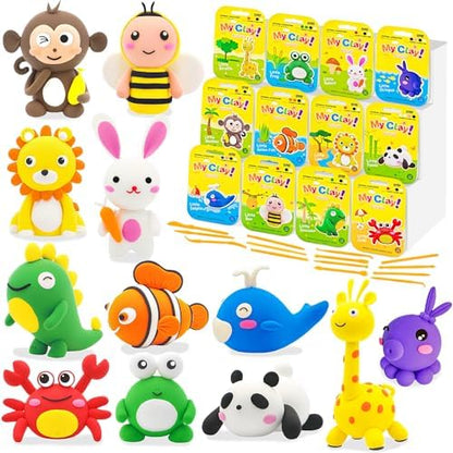 LanMa Air Dry Clay Kit for Kids, 12 Pack Animal Air-Dry Art Kits with Ultra Light & Soft Modeling Clay, Instructions, Sculpting Tools, Christmas Birthday Gifts for Boys Girls by LanMa