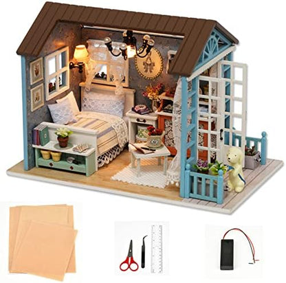 DIY Miniature Dollhouse Kit Realistic Mini 3D Wooden Mini Doll House Room with Furniture LED Lights Christmas Decoration Birthday Gift for Teens Adults (Forest time) - Image 2