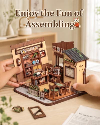 Cutebee LED Book Nook Kit, DIY Miniature House Kits Coffee Shop - Image 5