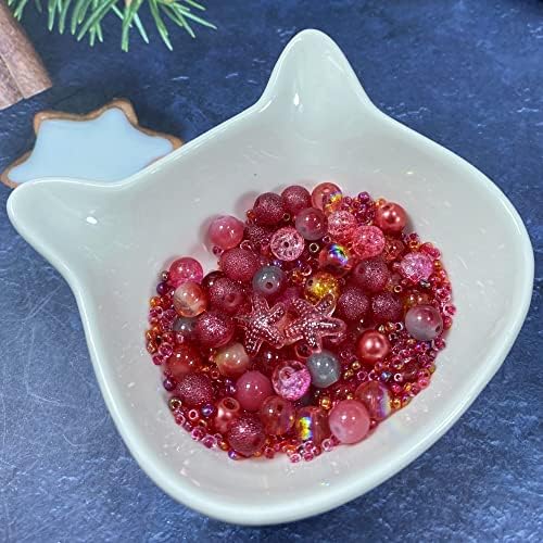 Assorted Glass Resin Beads Multi Size Colors Smooth Cracked Gravel Millet Spacer Beads for Bracelets Necklace Earring DIY Jewelry Making Craft(Rouge Red Series) - Image 2