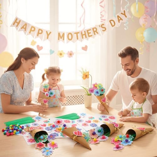 Motipuns 48 Set Graduation DIY Paper Crafts Flower Bouquet Craft Kit Bouquets Make Your Own Tulip Thankful Gifts for 2026 End of Year Last Day of School Gifts Home Classroom Activities - Image 5