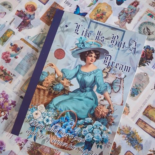 Pre-Cut Vintage Stickers for Journaling, 550+ Washi Sticker Book for Scrapbooking Ephemera for Junk Journal Supplies, Aesthetic Butterfly Flower Label Scrapbook Stickers for Adults DIY Arts Crafts by Ahmagen