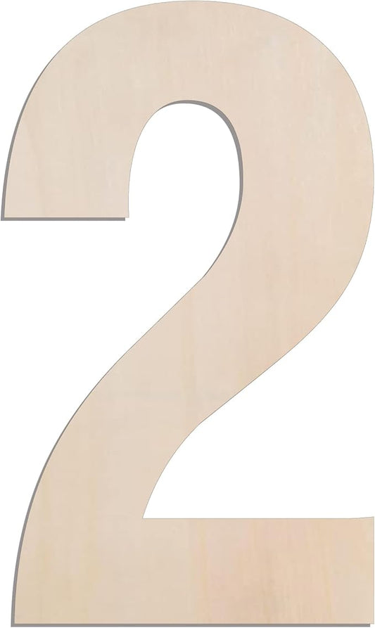 MGTECH 17 Inch Large Wooden Number 2, 1/4 in Thick Big Wood Number for Crafts and Wall Decor