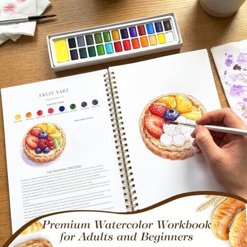 Watercolor Workbook for Beginners,18 Baking Water Coloring Book,Relaxing & Easy to Paint Water Coloring Book with 24 Colors-Perfect for Gifting to Creativity & Joy for Adults - Image 5