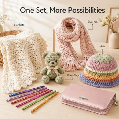 Coopay Crochet Hooks Set with Zipper Pouch, 16PCS Metal Crochet Needles - Image 7