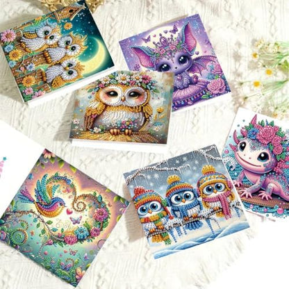 6PCS Animal Diamond Art Painting Greeting Cards Kit with Envelopes - 5D DIY Diamond Art Card Kits for Adults - Handcrafted Postcards for Birthday & Holiday - Image 7