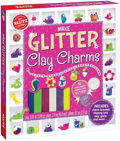 Klutz Make Glitter Clay Charms Craft Kit, 8" Length x 1.25" Width x 9" Height by Klutz