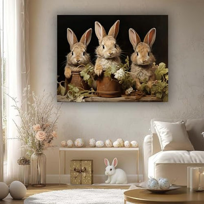 Clendo Vintage Bunny Paint by Numbers for Adults - Rabbit Adults Paint by Numbers Kits, DIY Paint by Number Acrylic Canvas Painting Art Kits for Home Decor 16x20 Inch (Without Frame) - Image 3